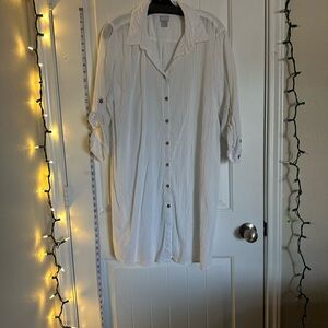 XL- Chico's Elegant White Crepe Blouse